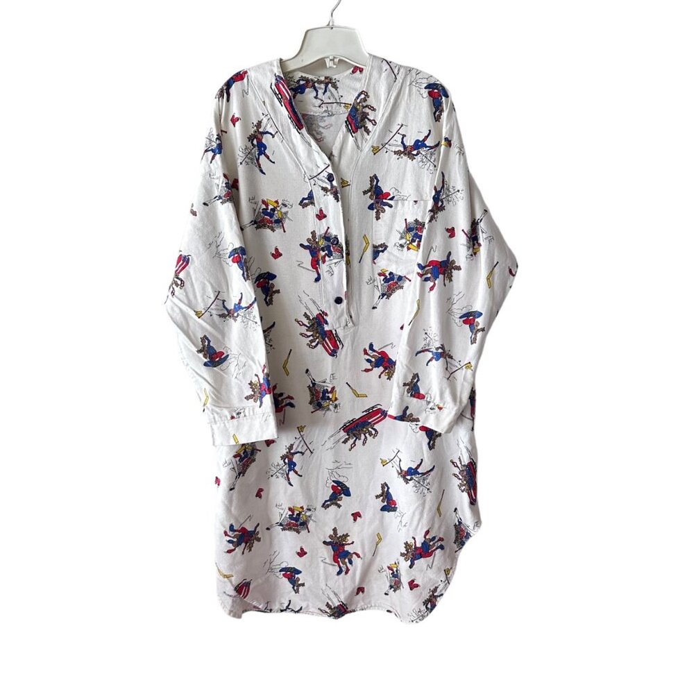 Gotkeys Unlimited Flannel Nightshirt OS Moose Sled Hockey Ski Unisex Winter NH